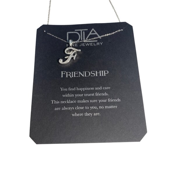 Dtla Friendship Initial F Necklace W/ Inspirational Quote Card Silver - Picture 1 of 5